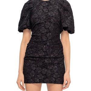 Ganni Black Textured Mini Dress